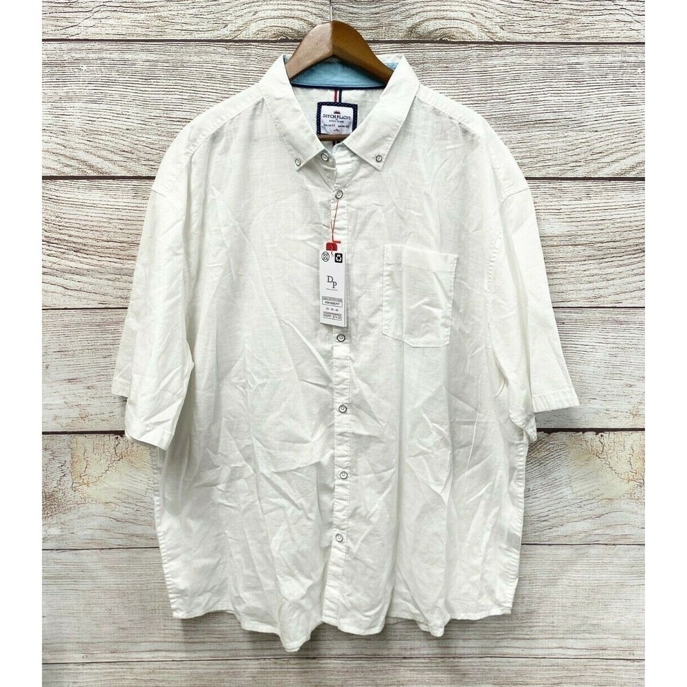 Ditch Plains Shirt Ricky Singh Mens 4X White Classic Button Down Shirt New SPOTS